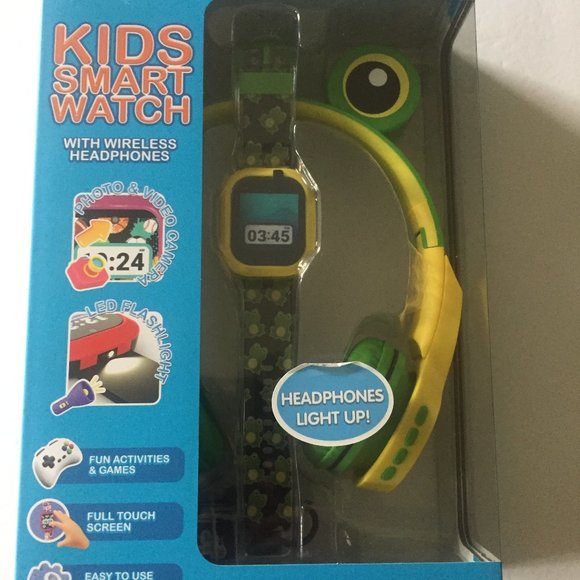 NEW iTech Jr Kids Boys Frog Smartwatch with On Ear Light up Bluetooth Headphones - Picture 14 of 15